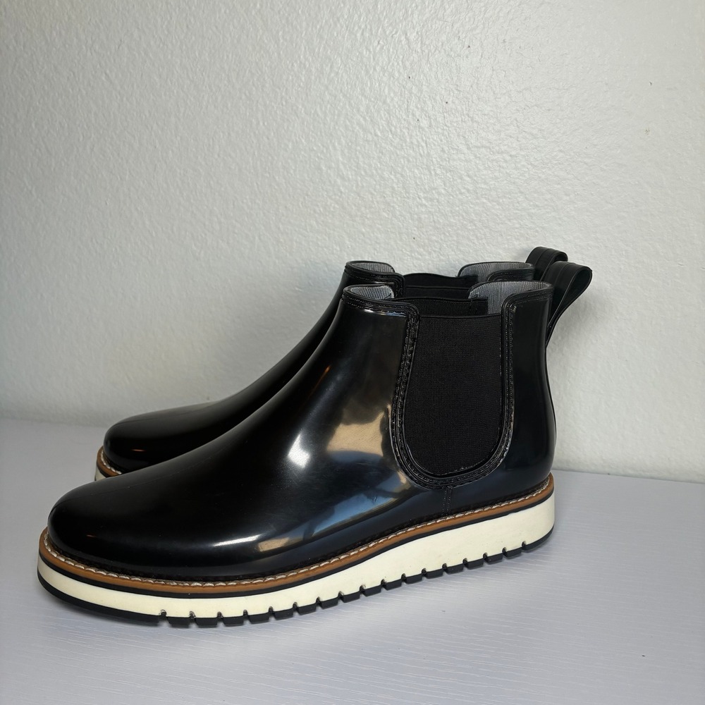 NWT Sonoma Bentonn Black Chelsea Rain Boots Ortho Eco Platform Classic Women 9.5 - Picture 7 of 8